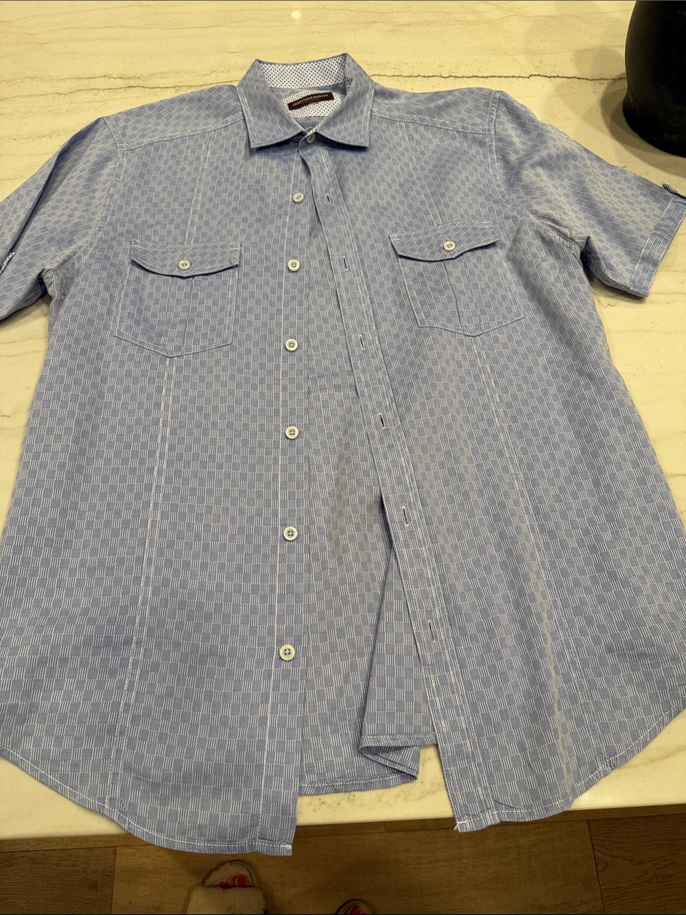Johnston & Murphy Light Blue Short-Sleeve Button-Down Shirt